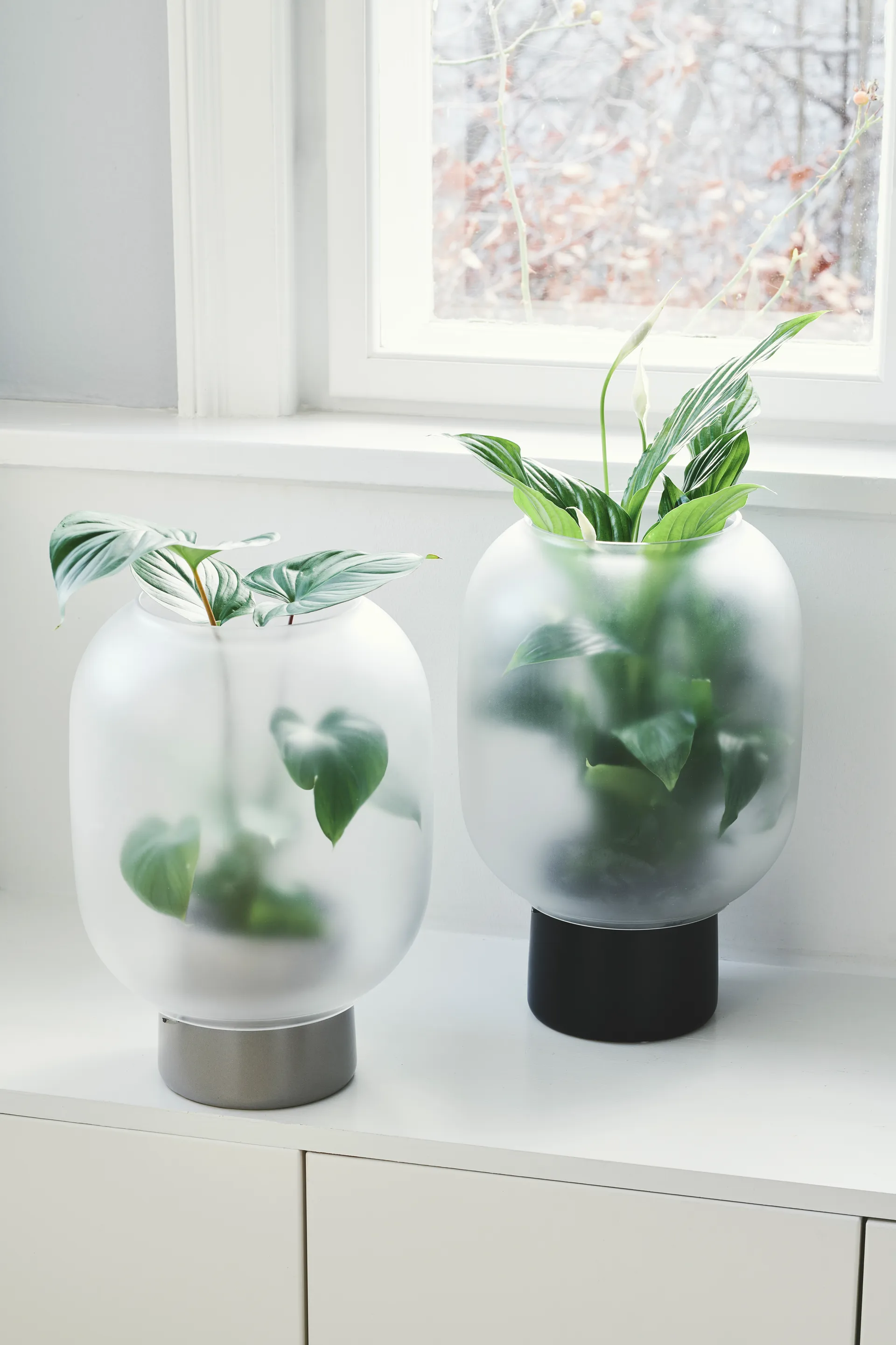 Pot en verre givré Nebl Ø26 cm, Gris Gejst