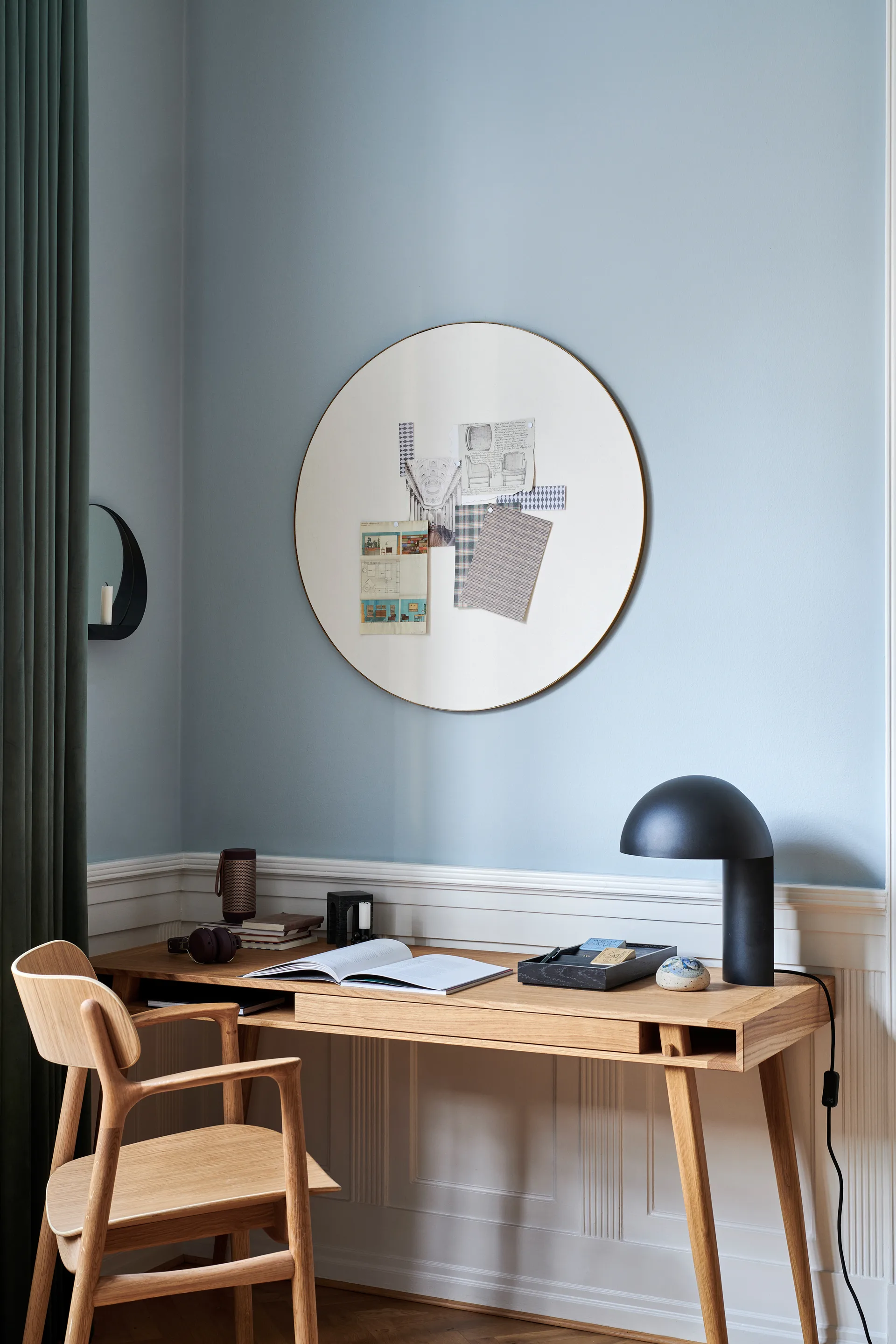 Tableau d'affichage Retell Ø80 cm, Blanc - laiton Gejst