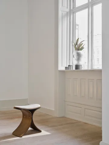 Tabouret Luno 48x28x72 cm - Chêne foncé-beige foncé textile - Gejst