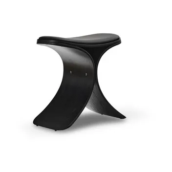 Tabouret Luno 48x28x72 cm - Chêne noir-cuir noir - Gejst