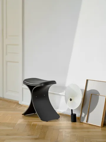 Tabouret Luno 48x28x72 cm - Chêne noir-cuir noir - Gejst