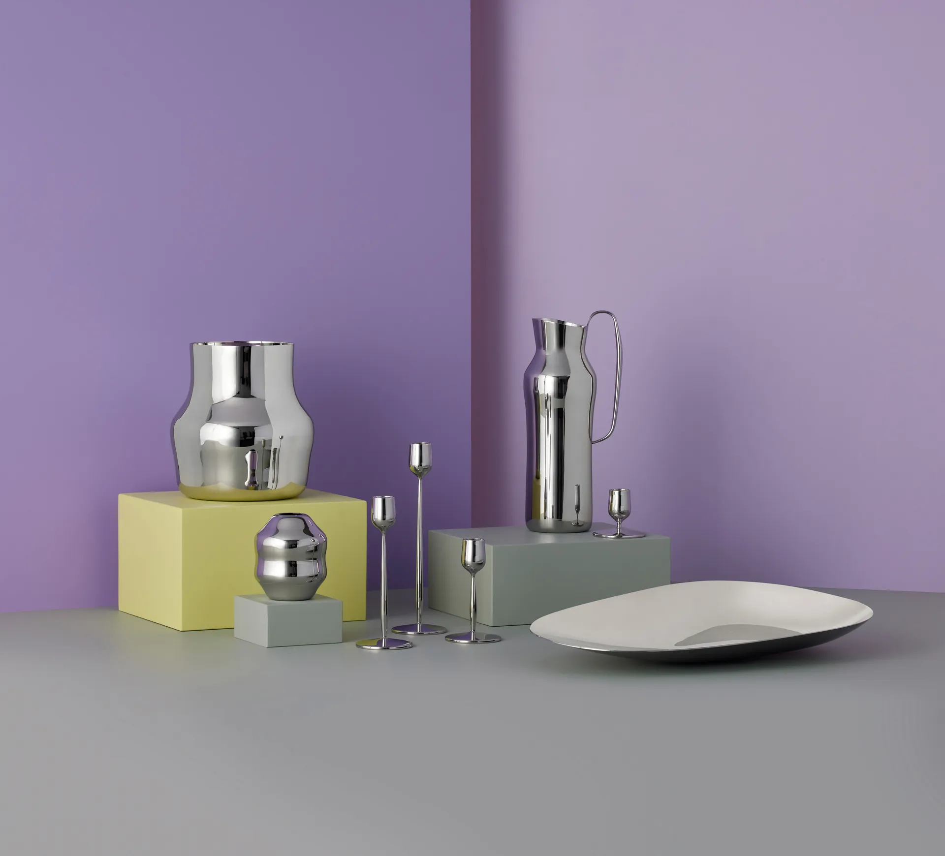 Bougeoir Dorotea 18 cm, Acier brillant Gense