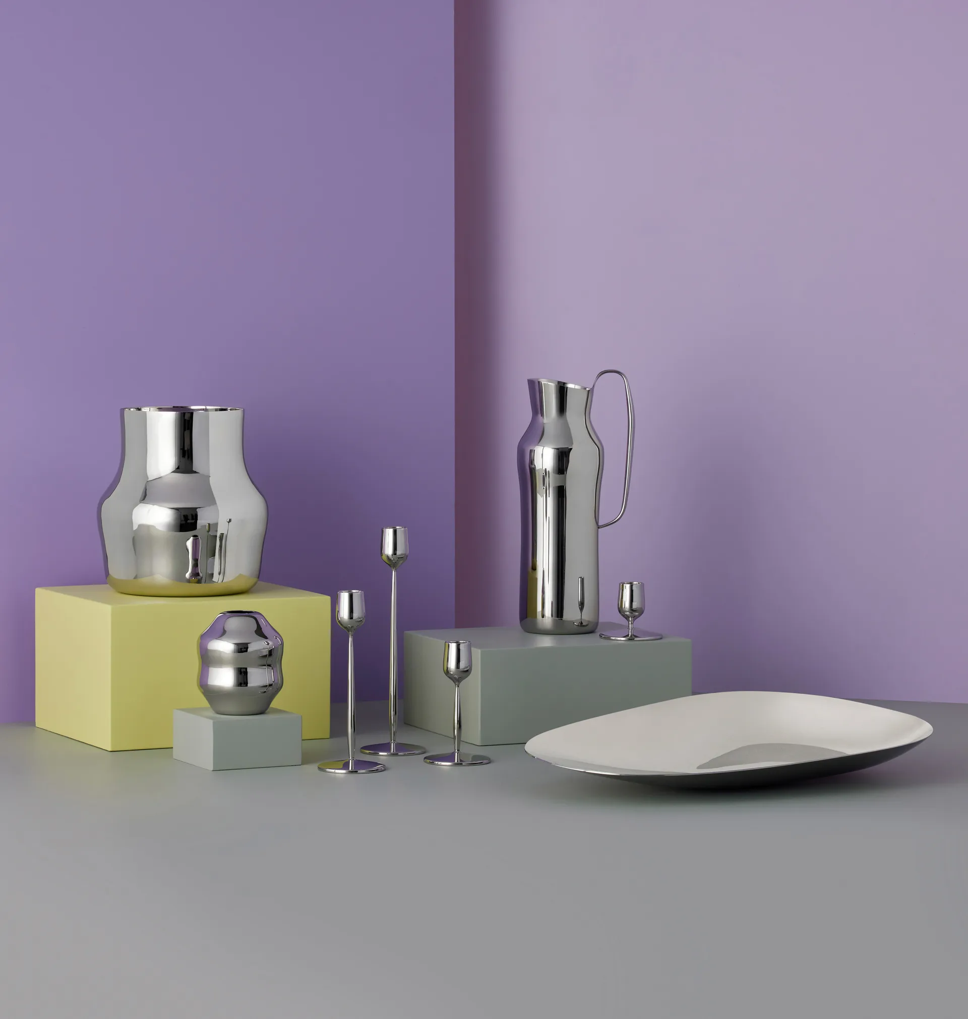 Bougeoir Dorotea 23,5 cm, Acier brillant Gense