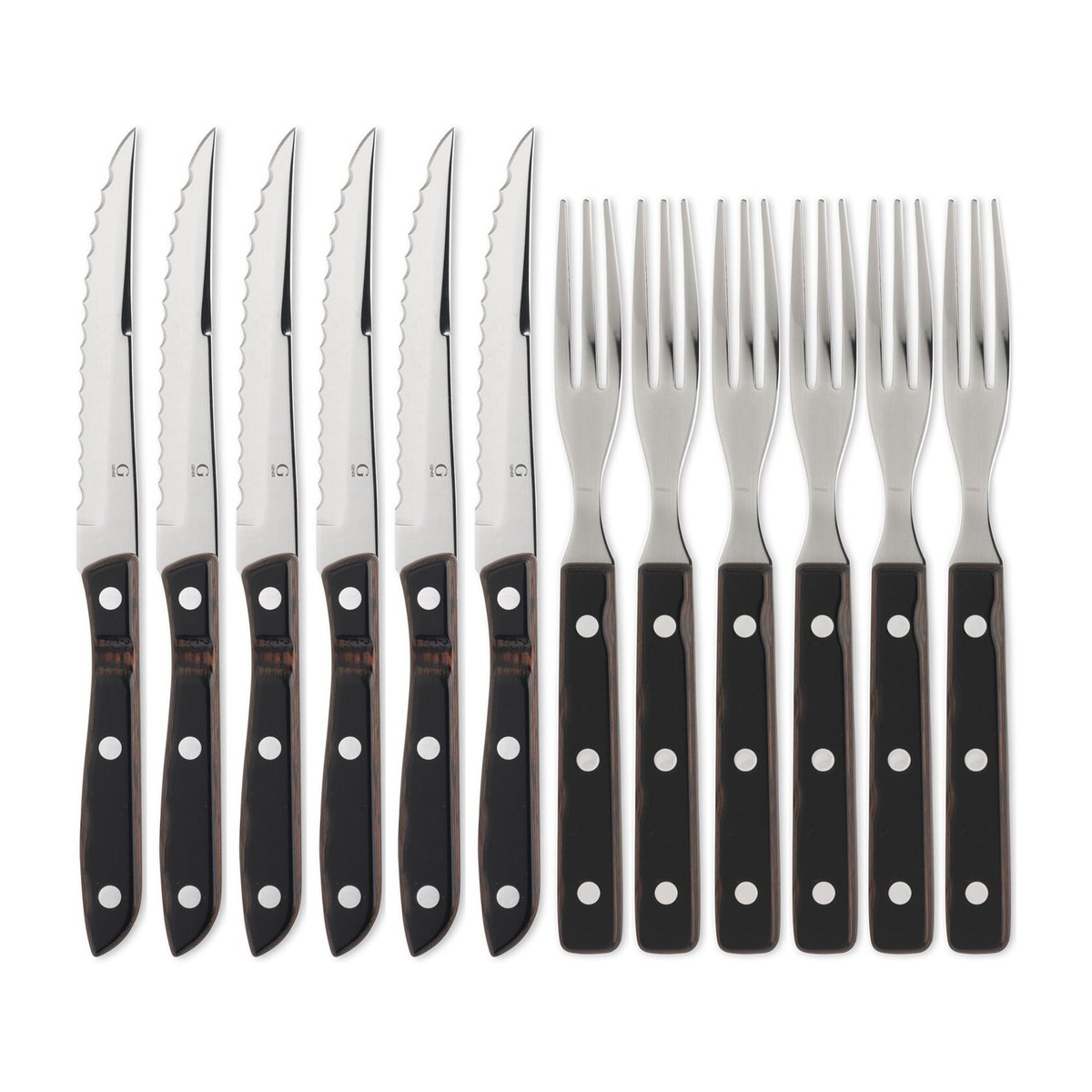 Gense Couverts Old Farmer 12 pièces 12 pièces | Design Scandinave | Couteaux à steak | Marron