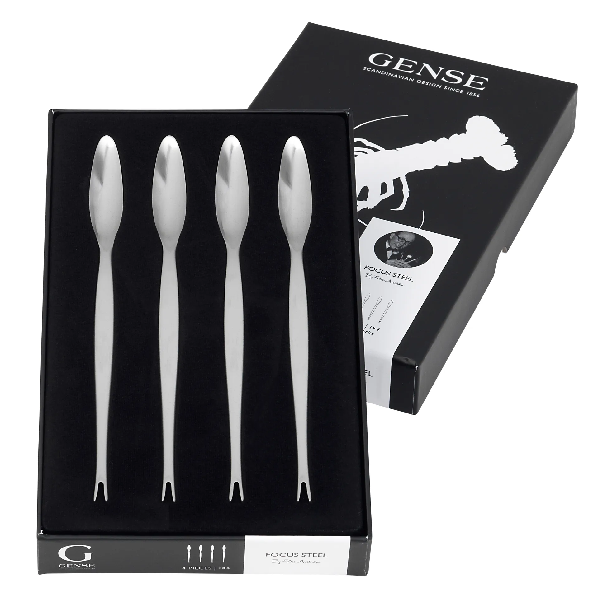 Fourchettes à crustacés Focus Steel, lot de 4, acier inoxydable lot de 4 Gense
