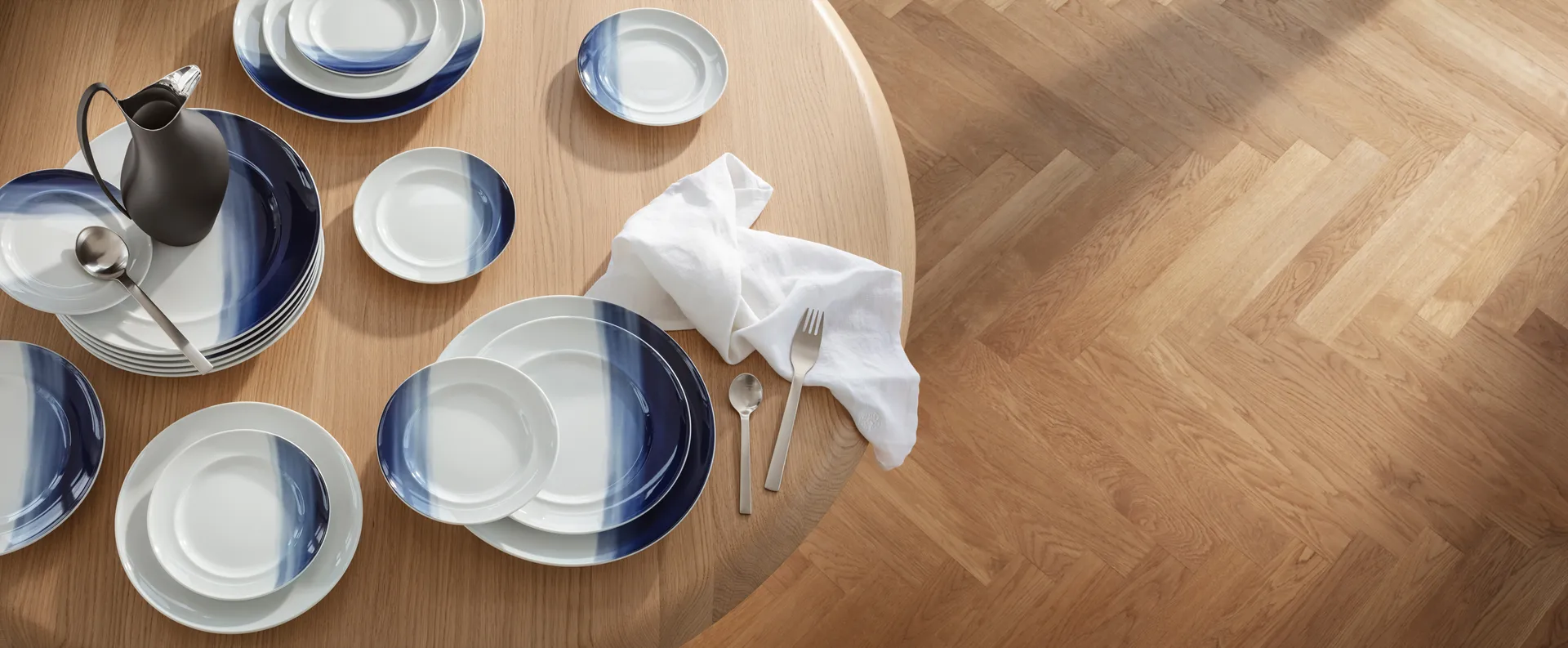 Assiette à déjeuner Koppel décor Ø22 cm, Blanc-bleu Georg Jensen