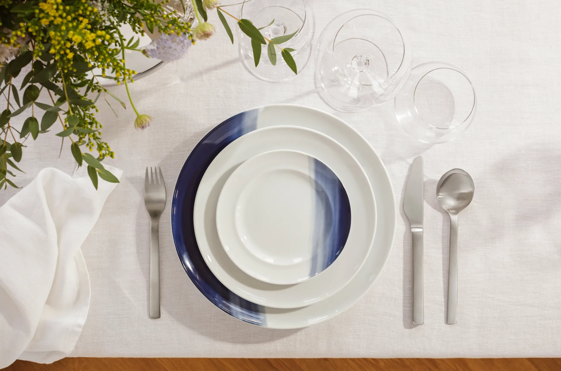 Assiette Koppel décor Ø16 cm, Blanc-bleu Georg Jensen