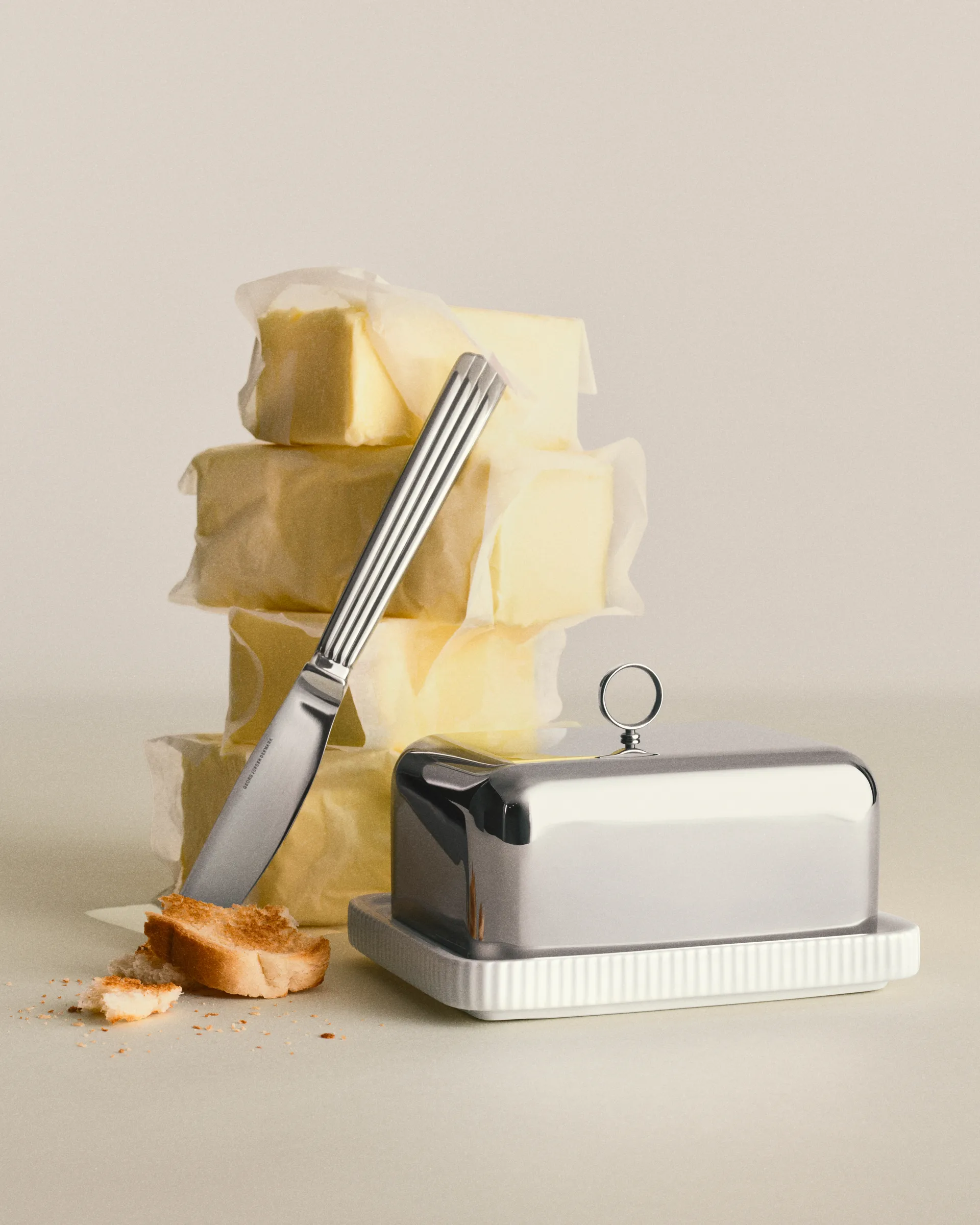 Beurrier Bernadotte 11,2x14,7 cm, Acier inoxydable Georg Jensen