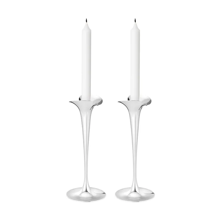 Bloom bougeoirs pour chandelles - Acier inoxydable, grands, lot de 2 - Georg Jensen