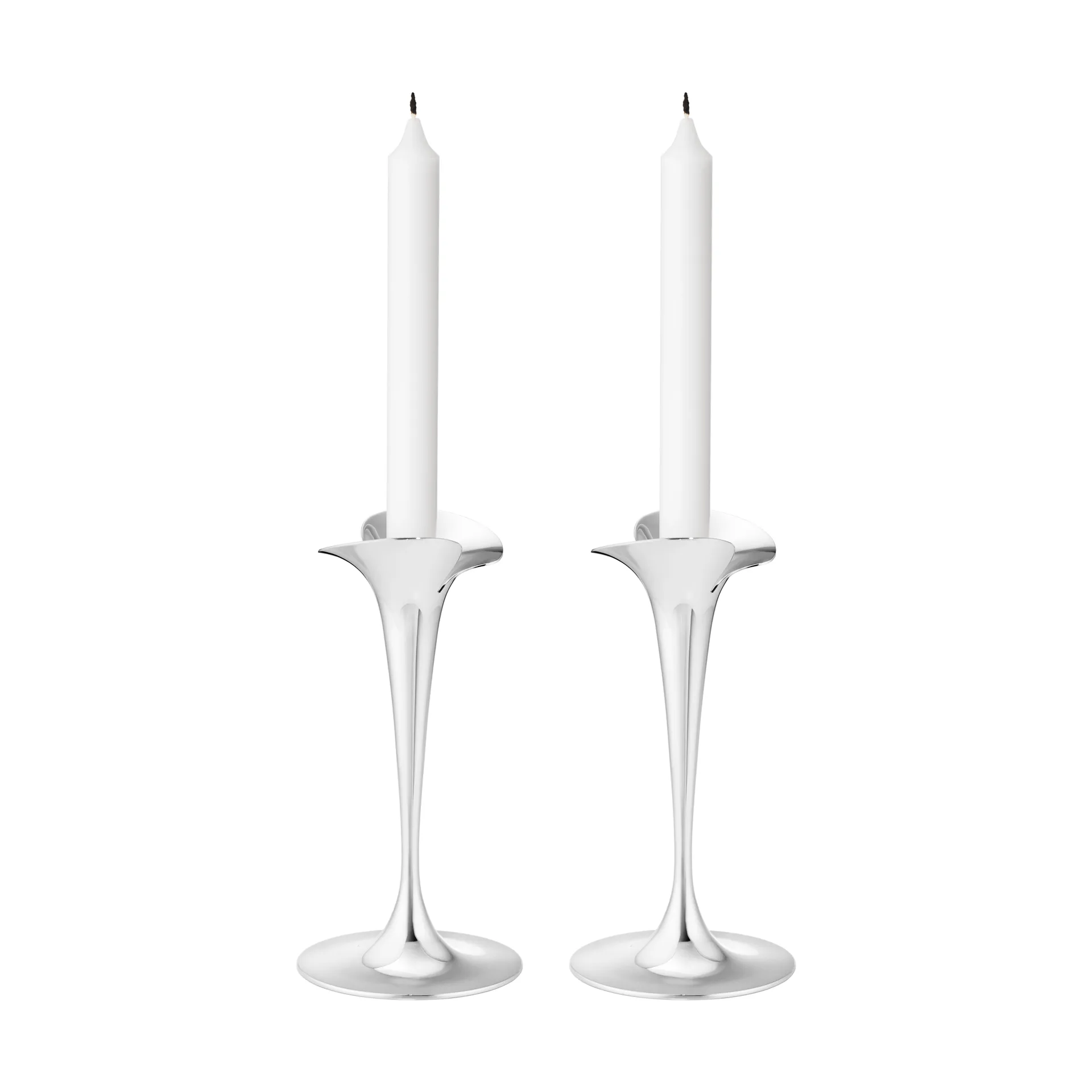 Bloom bougeoirs pour chandelles, Acier inoxydable, petits, lot de 2 Georg Jensen