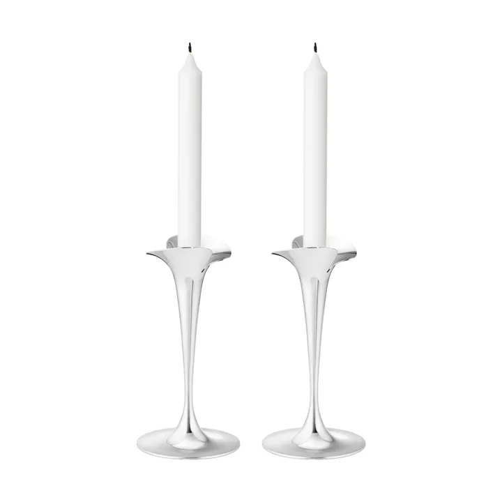 Bloom bougeoirs pour chandelles - Acier inoxydable, petits, lot de 2 - Georg Jensen