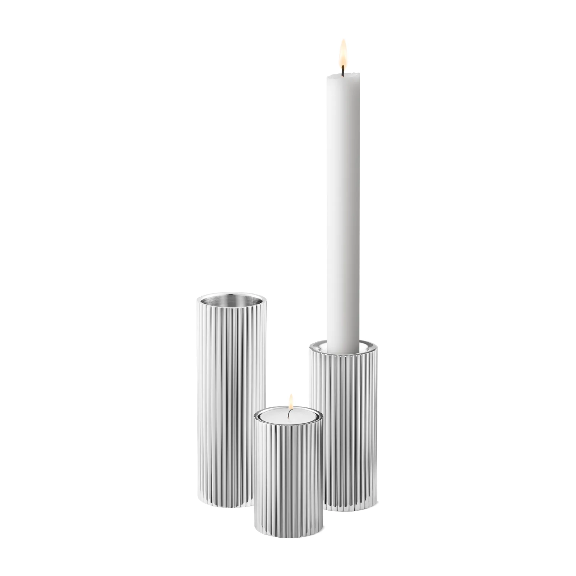 Bougeoir Bernadotte 3 Pièces, Acier inoxydable Georg Jensen