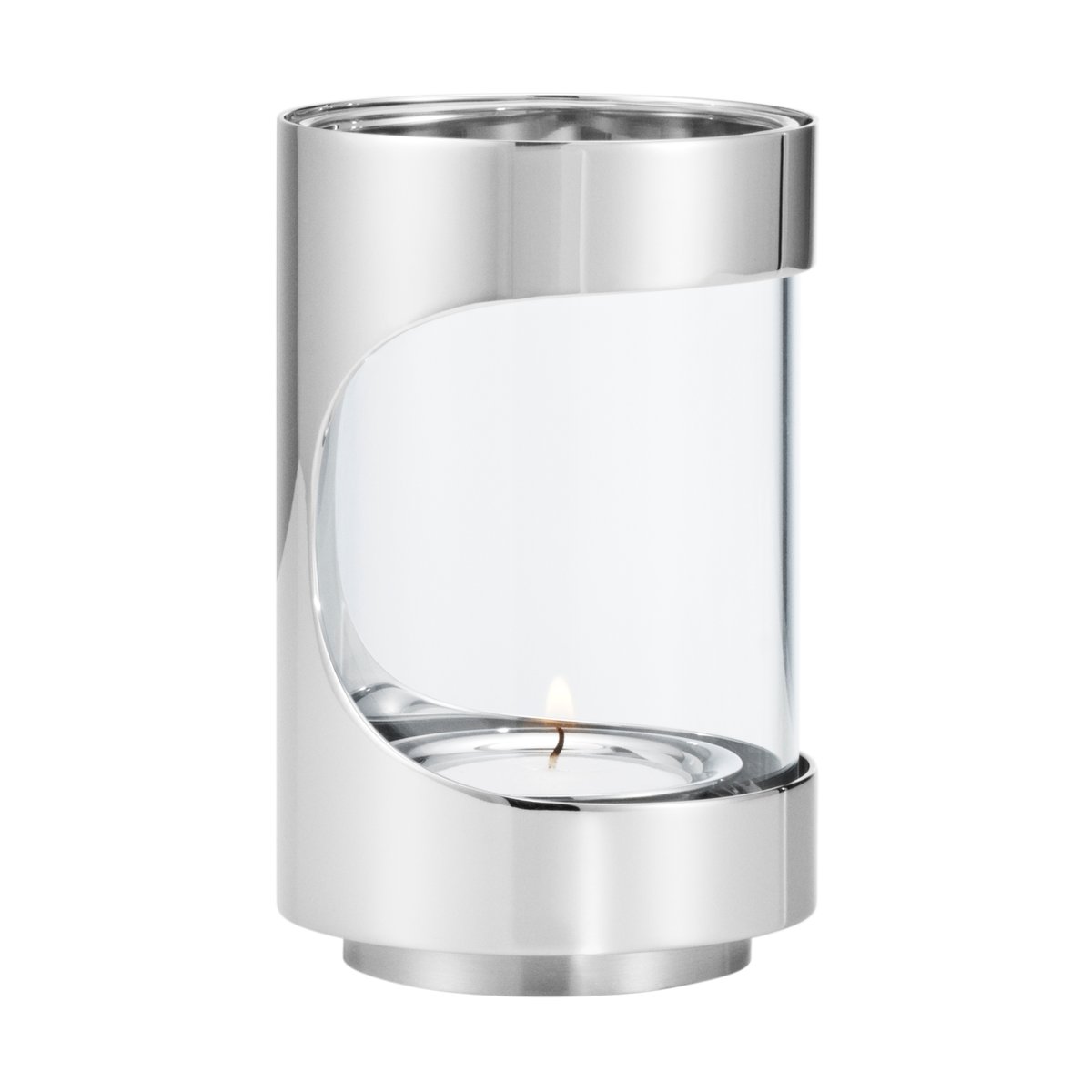 Georg Jensen Bougeoir Chrome contours hurricane 12 cm Acier inoxydable