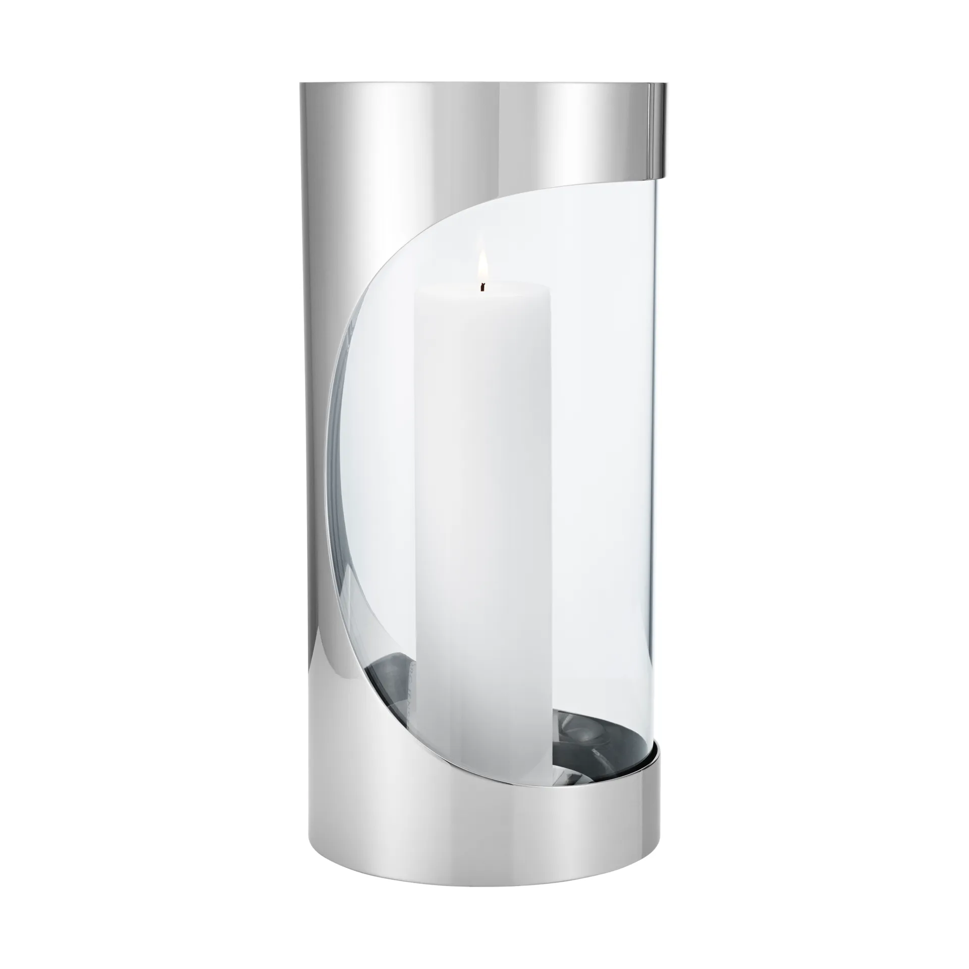 Bougeoir Chrome contours hurricane 33 cm, Acier inoxydable Georg Jensen