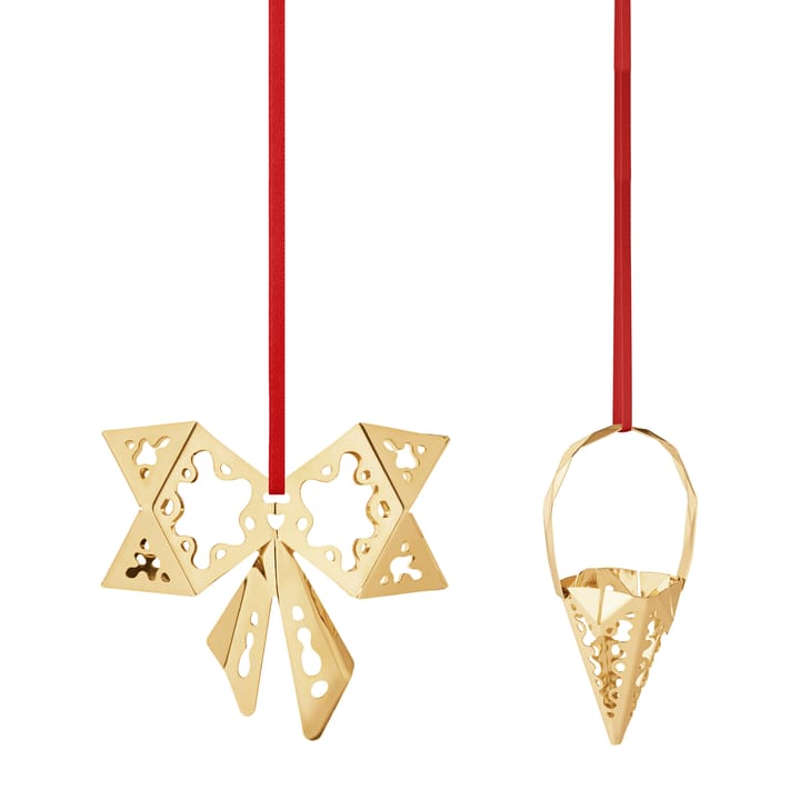 Décoration de Noël 2022 Bow & Cone 2 pièces, Plaqué or Georg Jensen