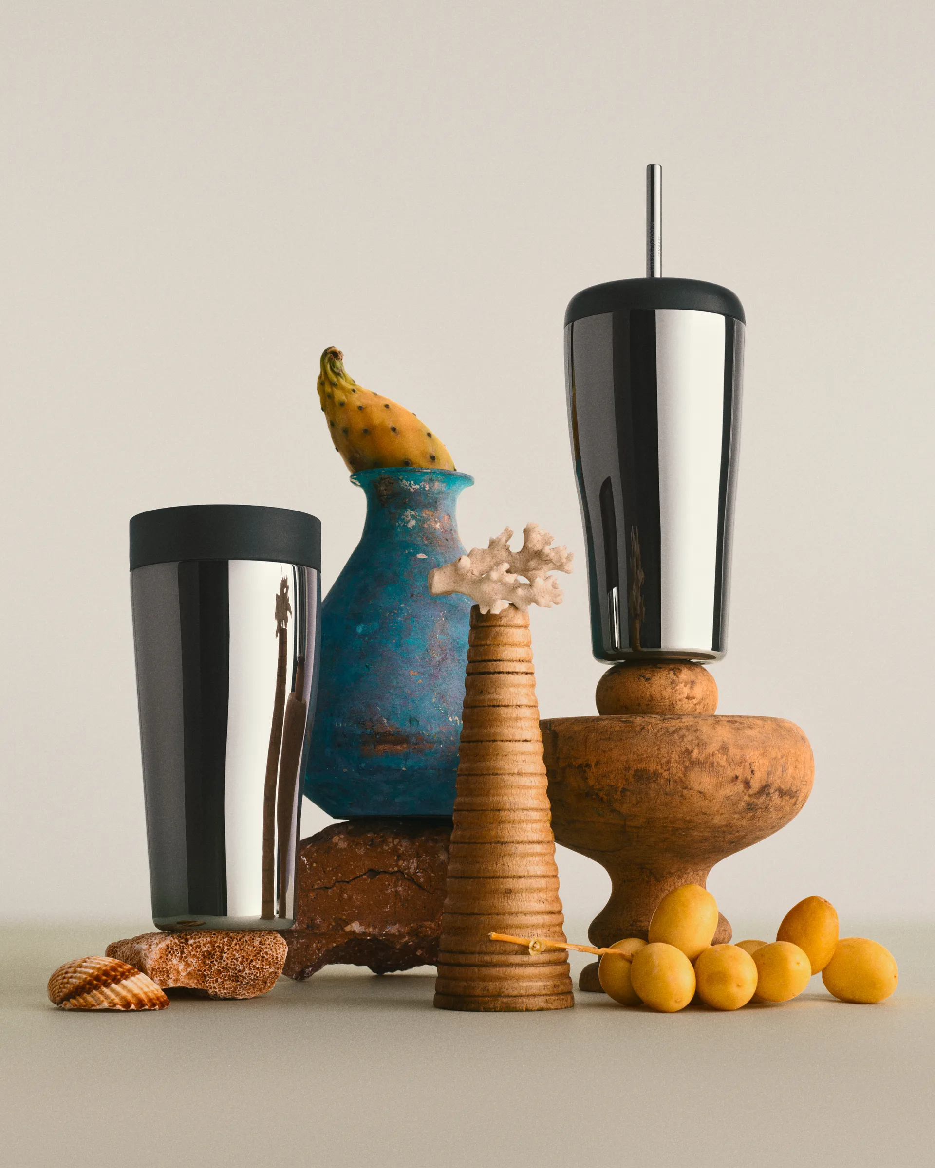 Mug thermique Sky avec paille 40 cl, Acier inoxydable Georg Jensen