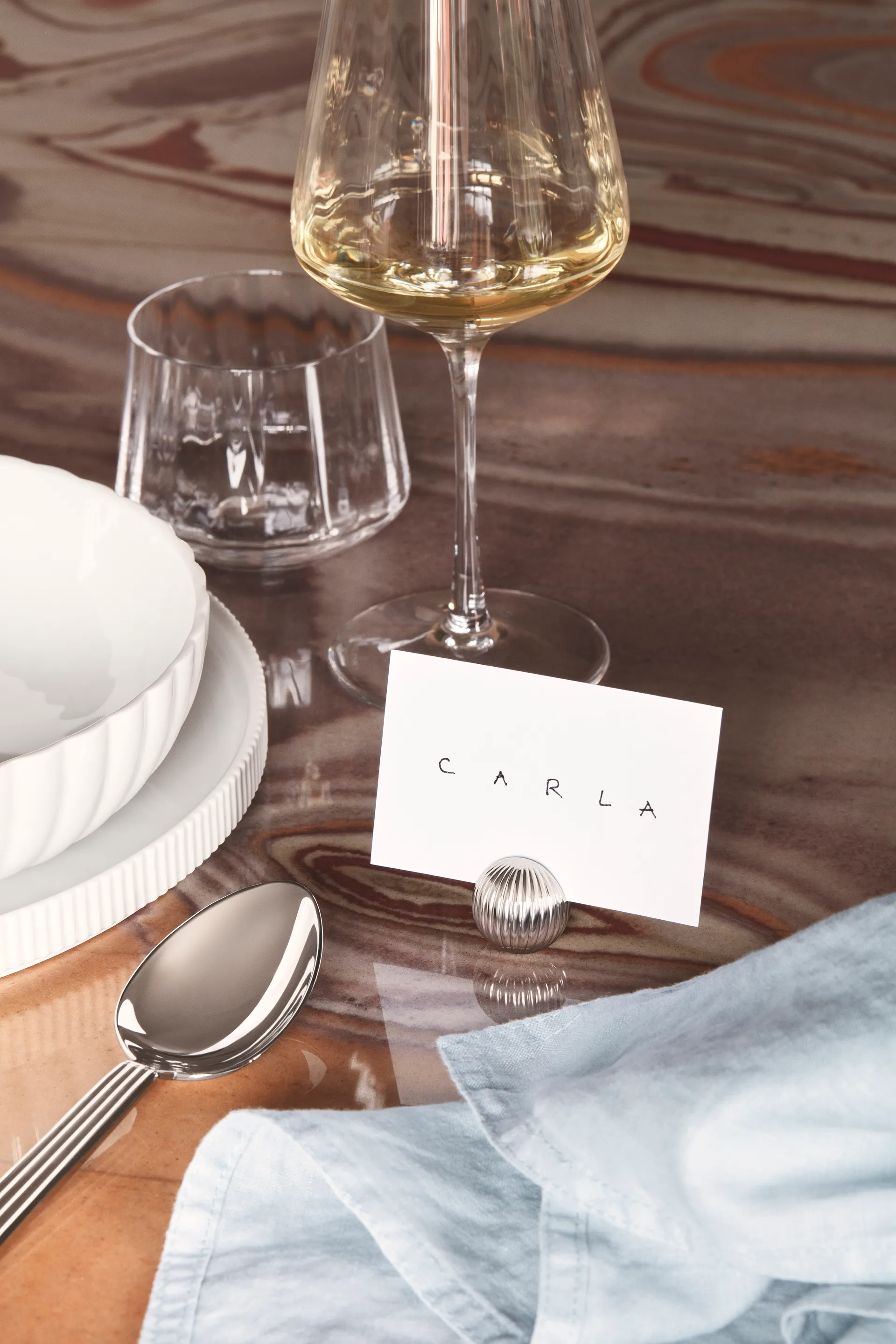 Porte marque-place Bernadotte Lot de 4, Plaqué chrome Georg Jensen