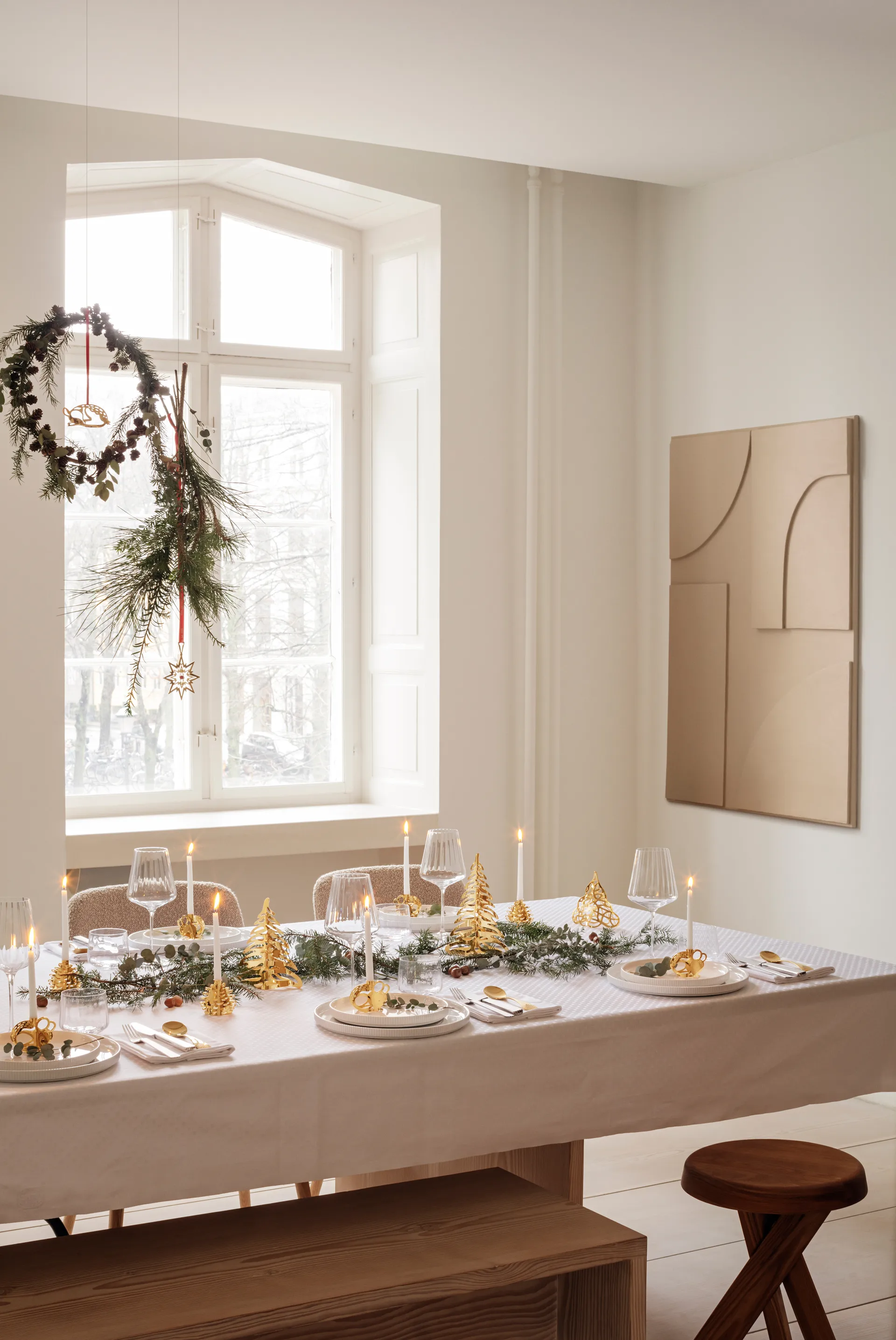 Sapin de table 2023 plaqué or 3 pièces, Plaqué or Georg Jensen