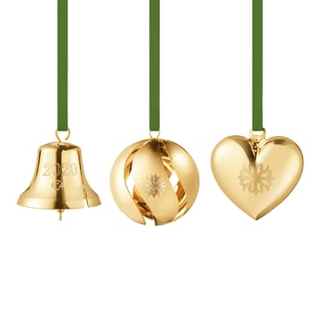Set 2020 avec coeur, horloge et boule - plaqué or - Georg Jensen
