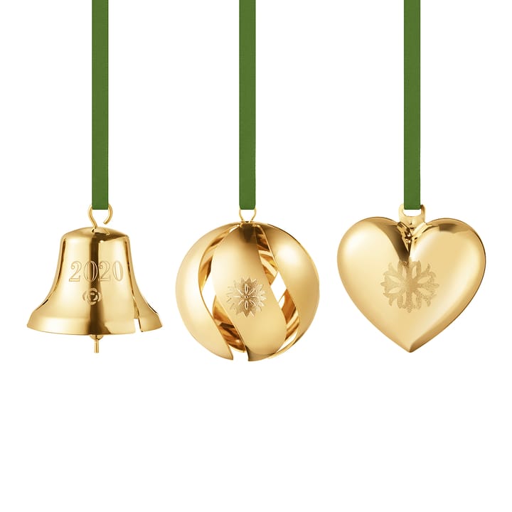 Set 2020 avec coeur, horloge et boule - plaqué or - Georg Jensen