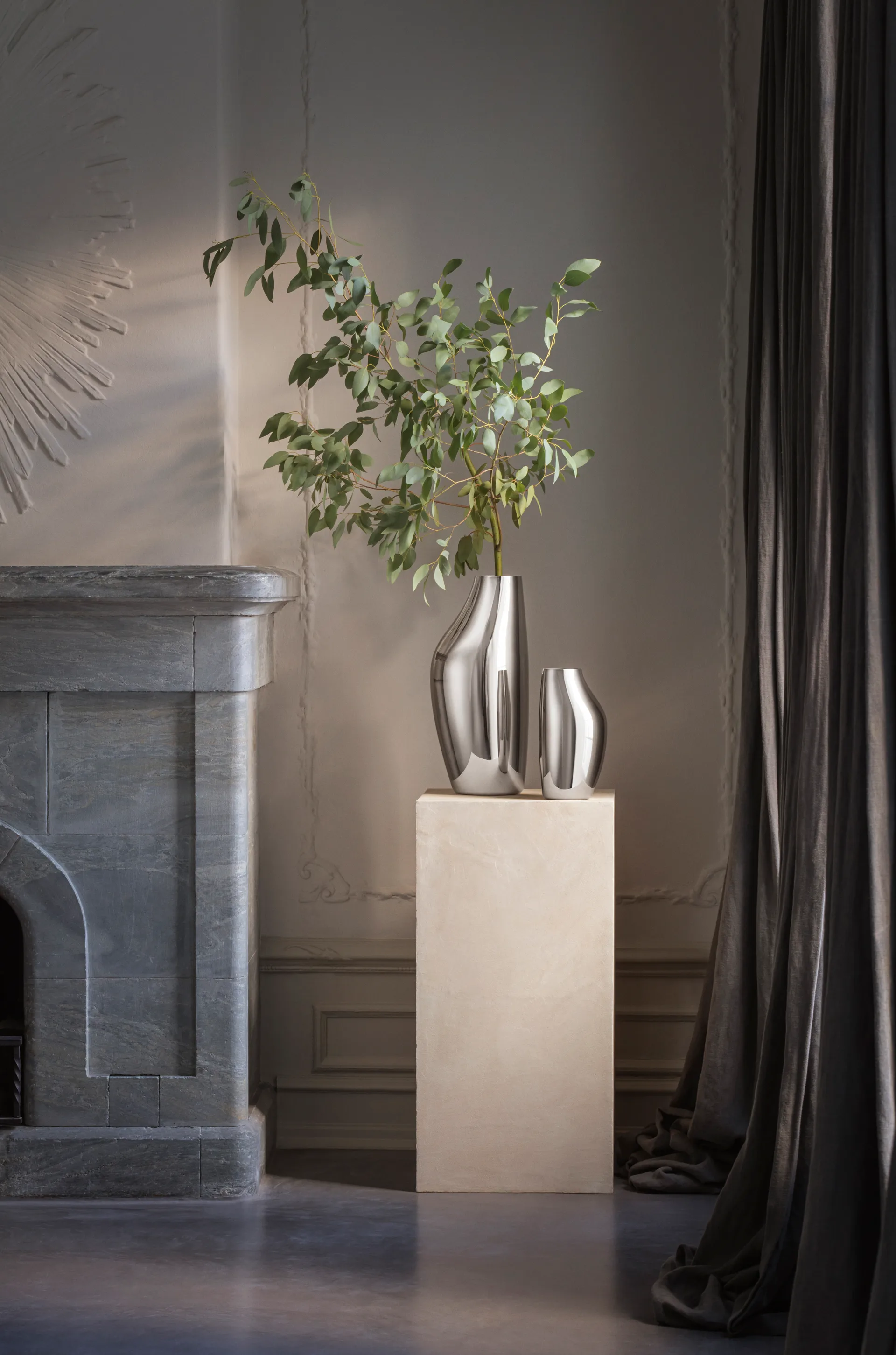 Vase à poser au sol Sky 2, Acier inoxydable Georg Jensen