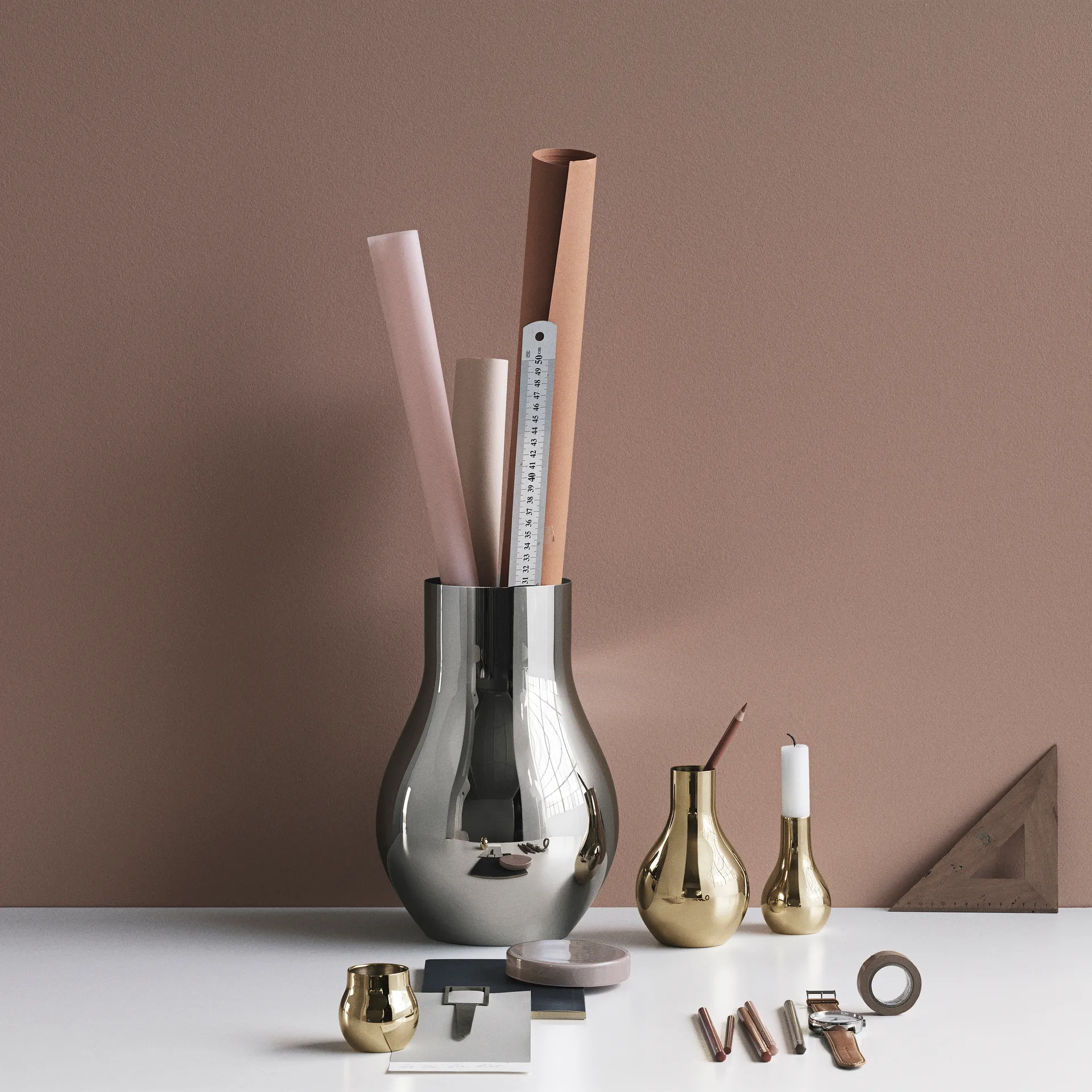 Vase Cafu acier inoxydable, moyen, 30 cm Georg Jensen