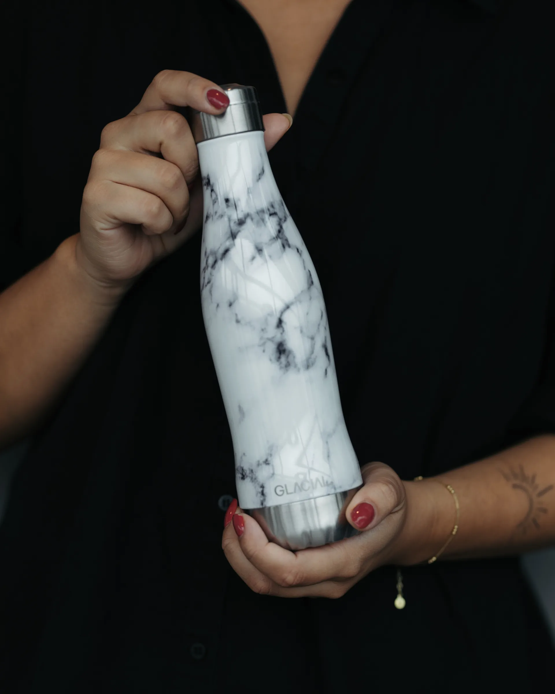 Bouteille pour eau Glacial 400 ml, White marble Glacial