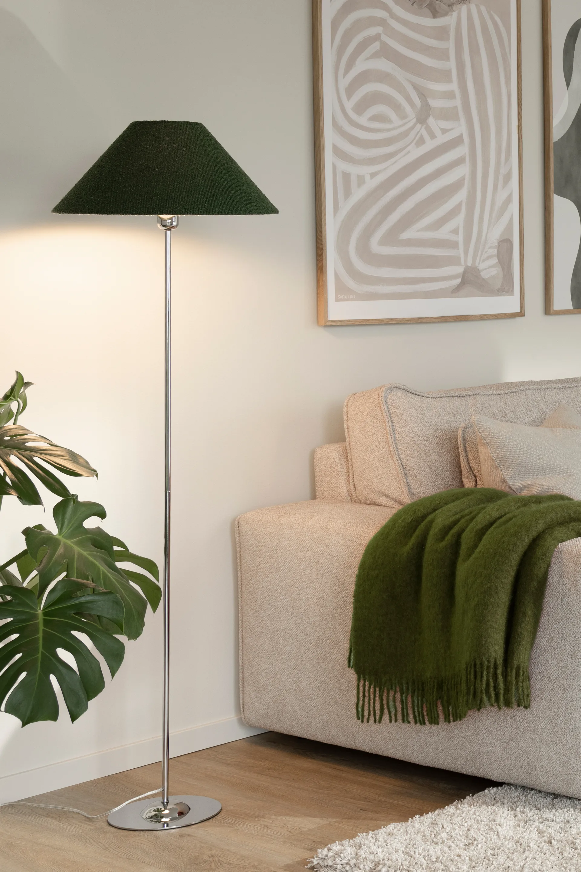 Abat-jour Iris 45, Bouclé mousse verte Globen Lighting