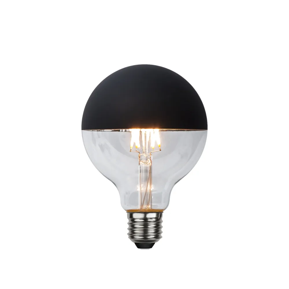 Ampoule Glob LED, transparent, dessus noir en miroir, e27, 2,8w e27, 4w Globen Lighting
