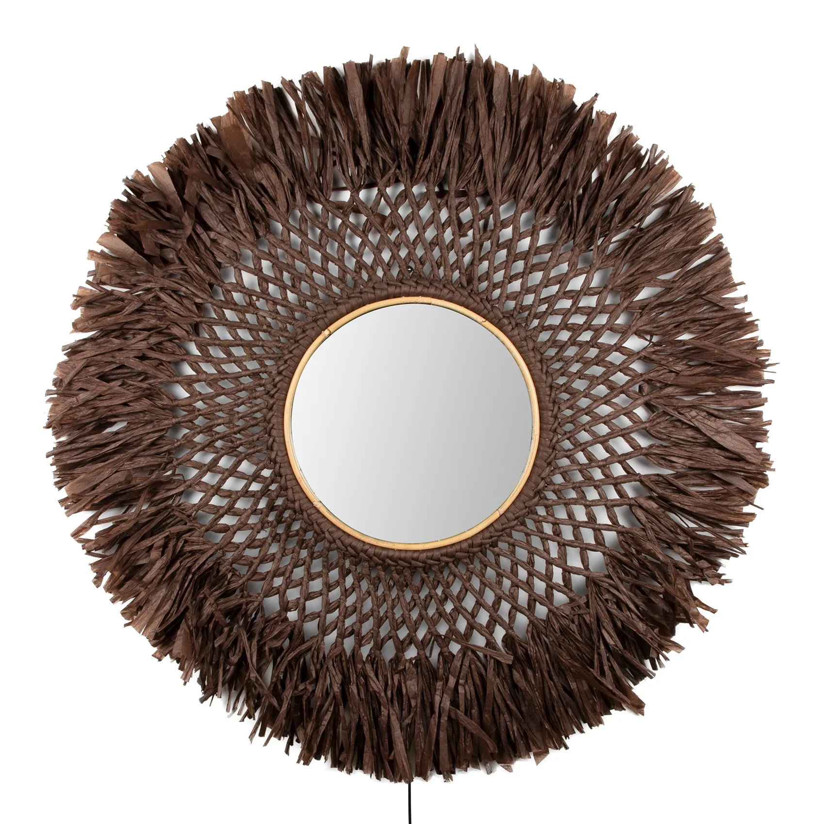 Applique murale avec miroir Boho Ø90 cm, Marron Globen Lighting