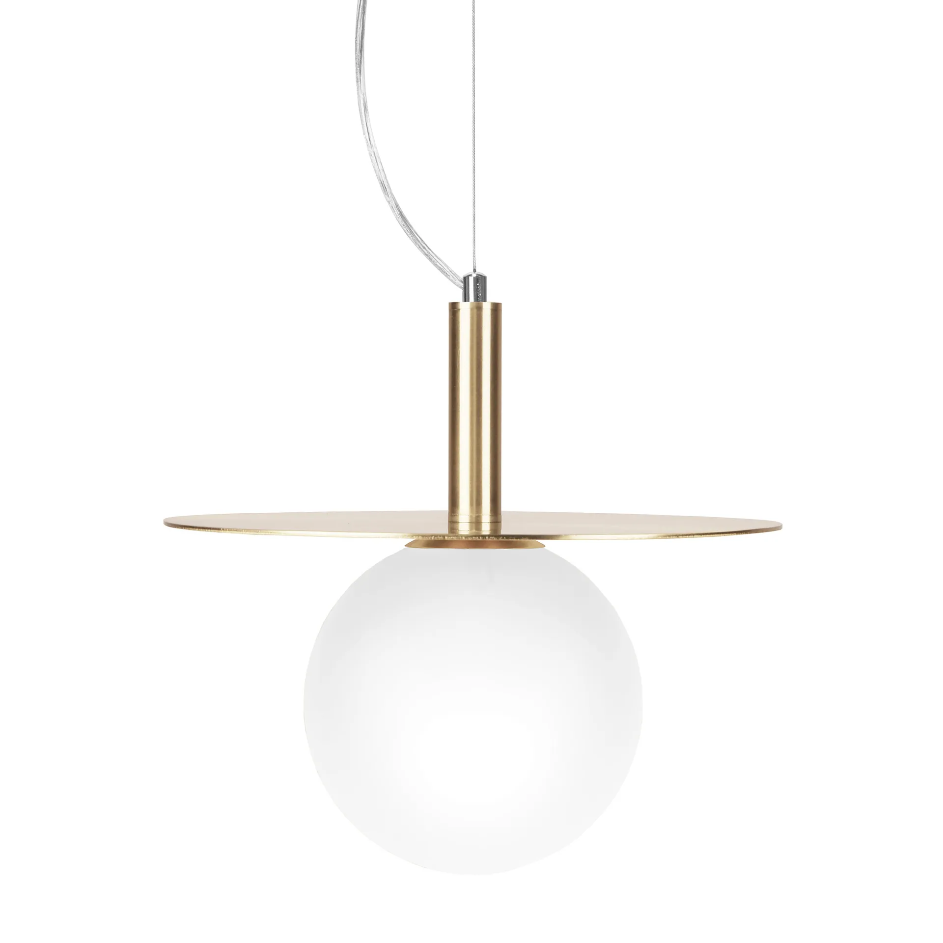 Lampe à suspension Art Deco, Laiton-Verre opale Globen Lighting