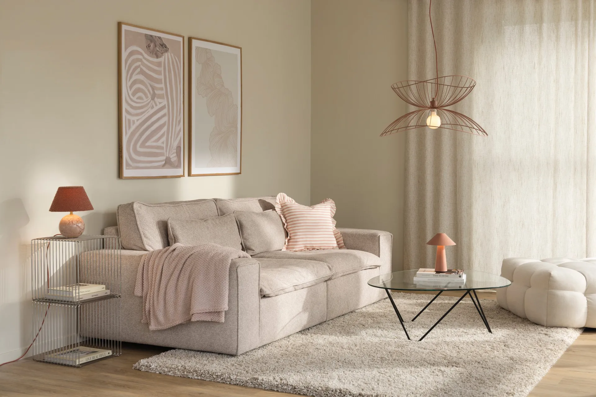 Lampe de table Castello 24, Marbre rose poudré Globen Lighting