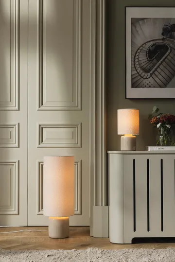 Lampe de table Florian - Bouclé blanc/beige, Ø20x39 cm - Globen Lighting