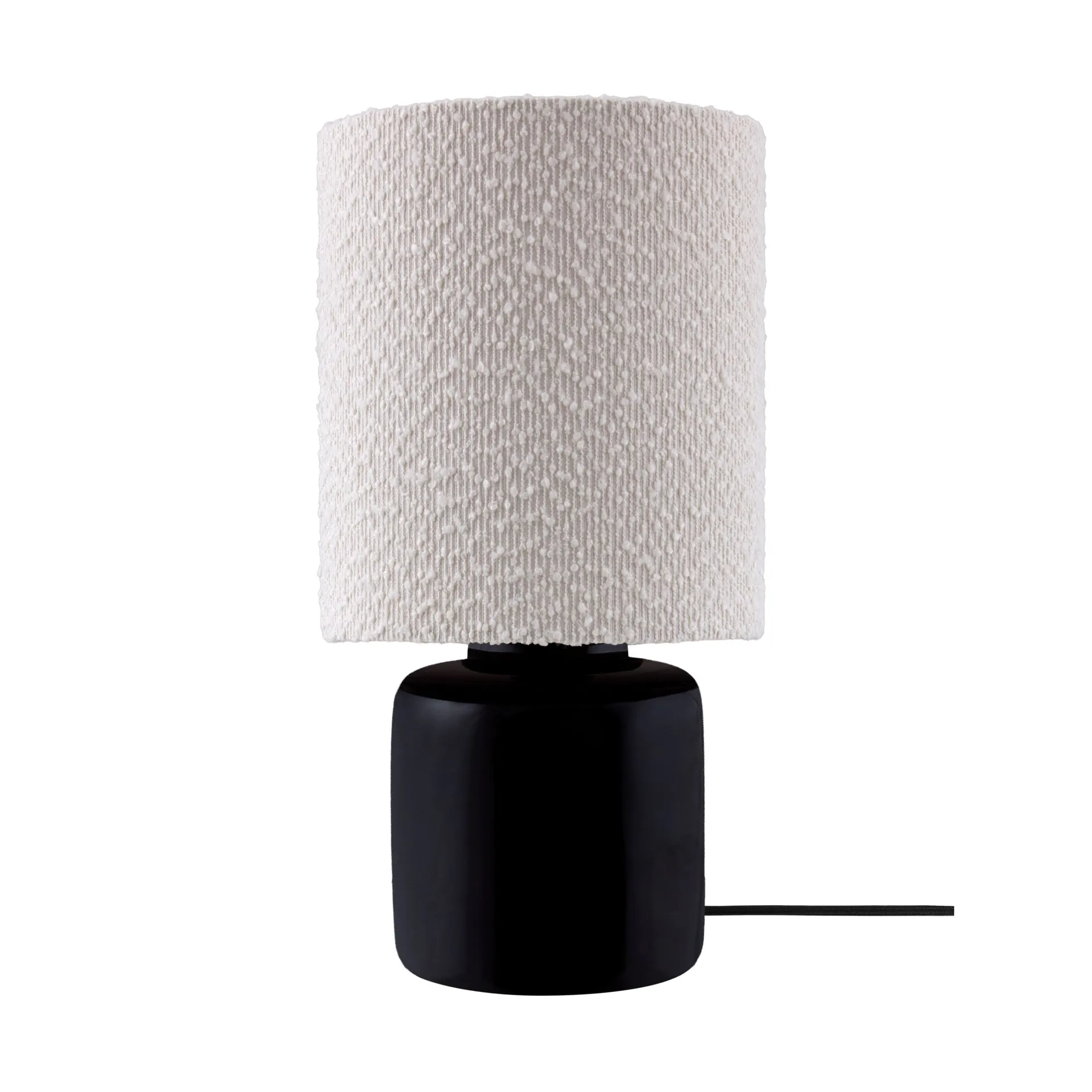 Lampe de table Florian, Bouclé blanc/noir, Ø20x39 cm Globen Lighting