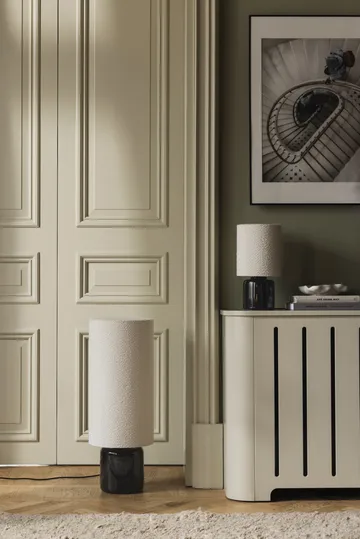 Lampe de table Florian - Bouclé blanc/noir, Ø20x39 cm - Globen Lighting