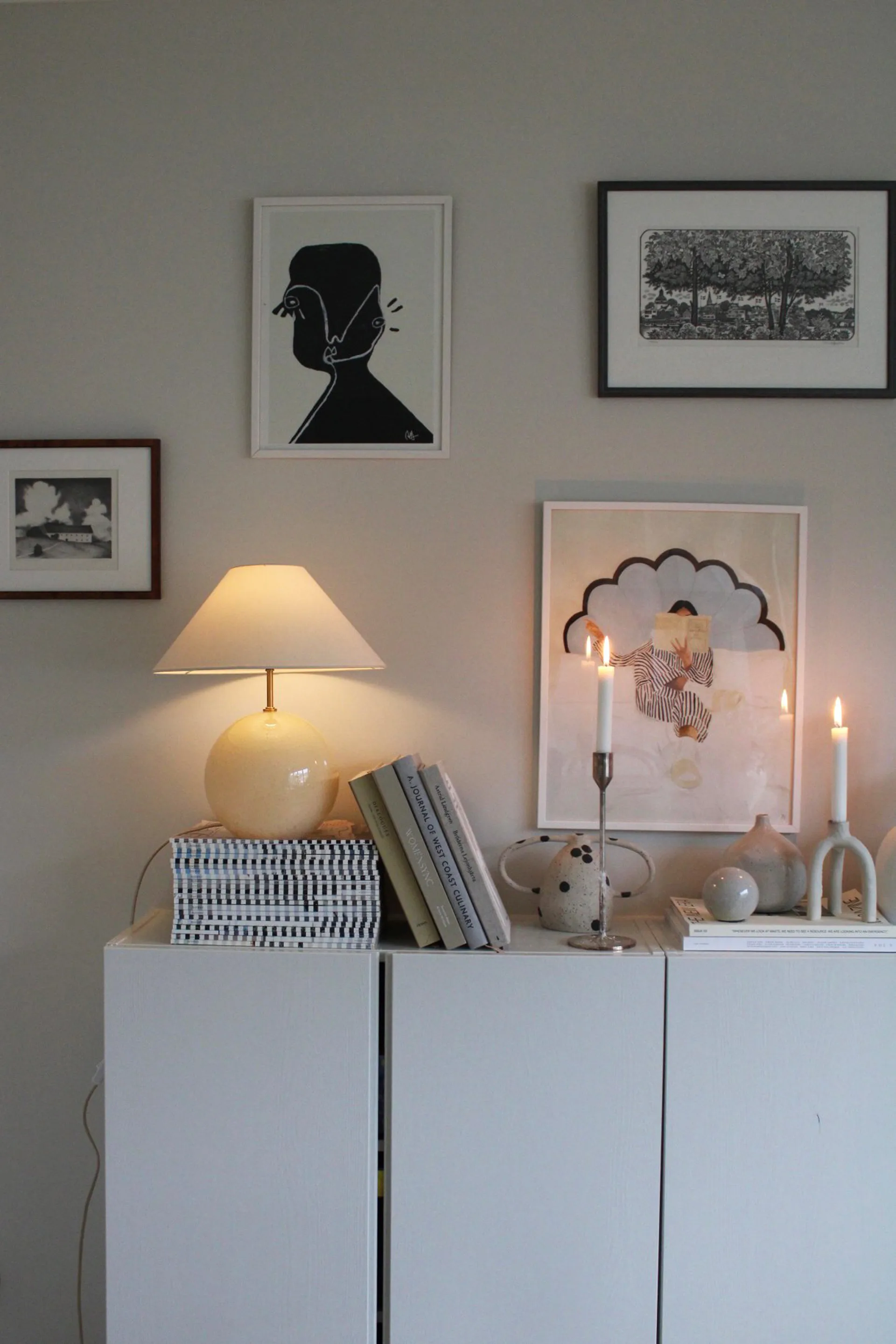 Lampe de table Iris 35 39 cm, Crème Globen Lighting