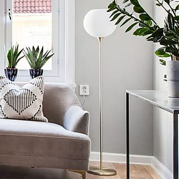 Lampe sur pied Bowl verre opale - Laiton brossé - Globen Lighting