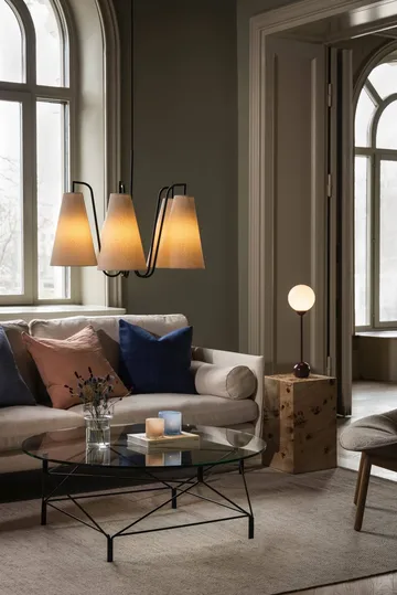 Lou suspension - 5, bouclé blanc-noir, 67x67 cm - Globen Lighting