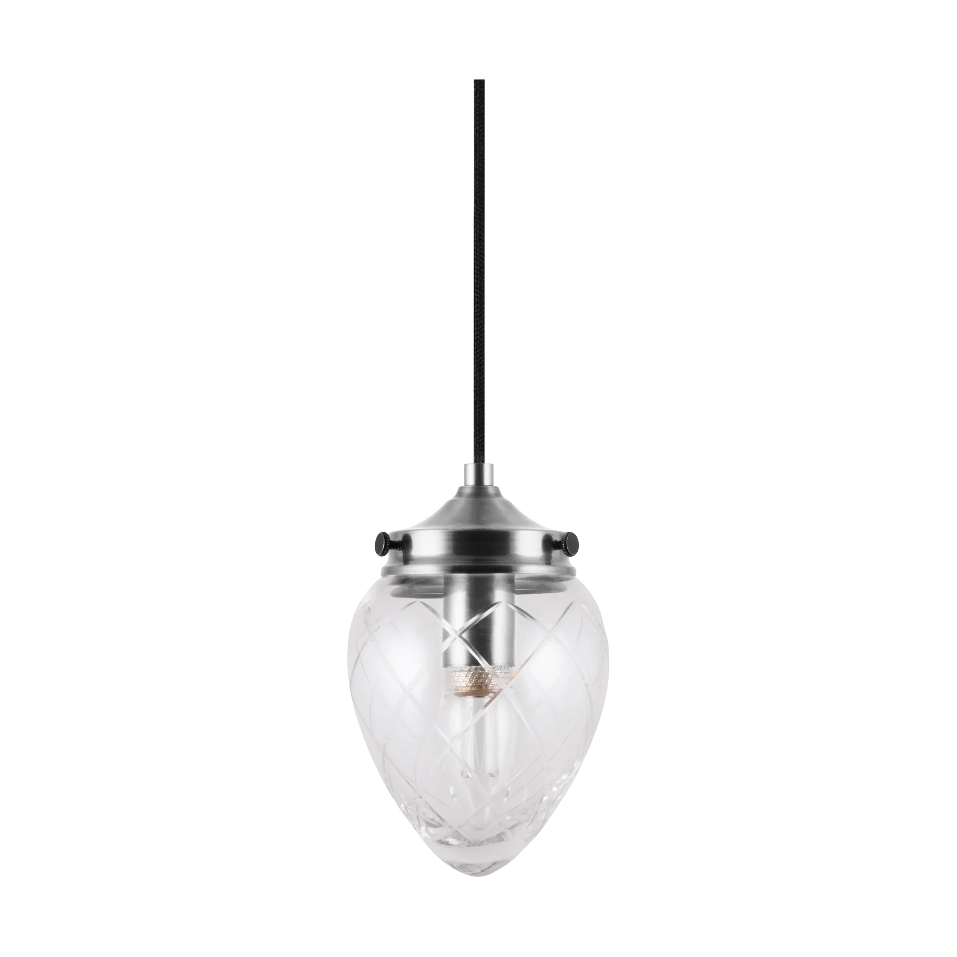 Suspension Juni, Acier antique-transparent, 11 Globen Lighting