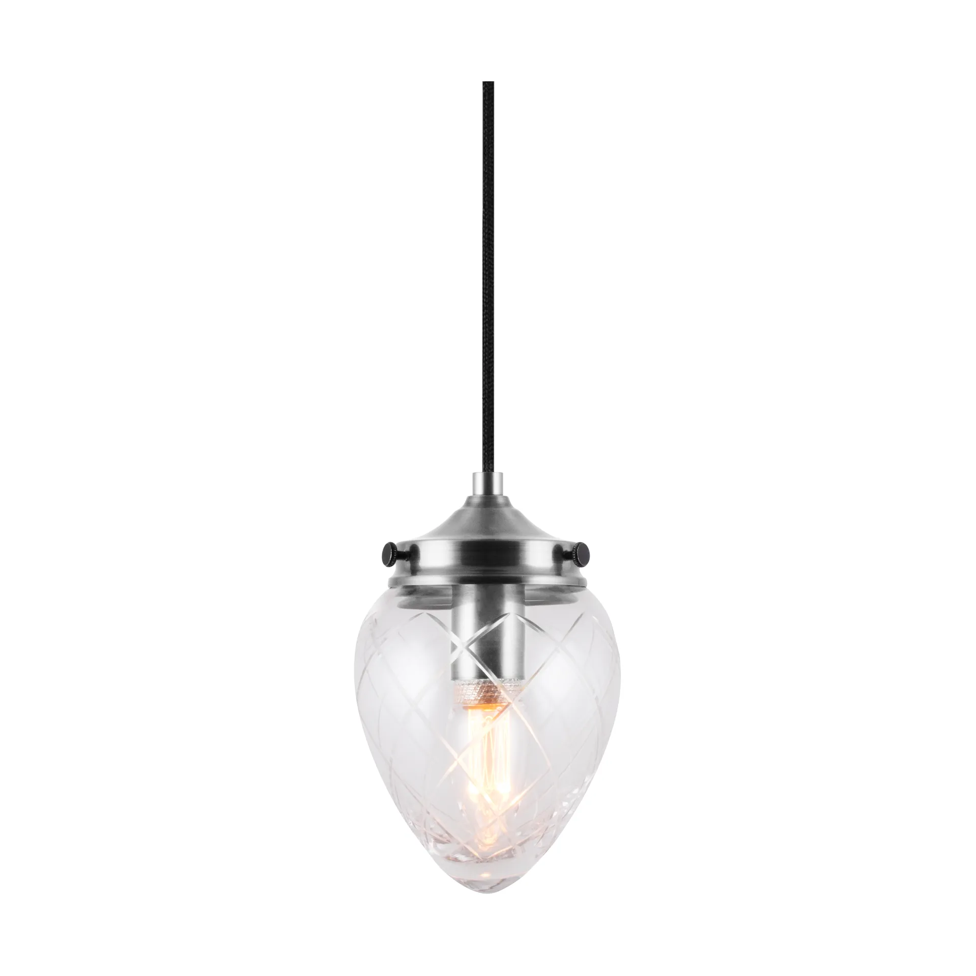Suspension Juni, Acier antique-transparent, 11 Globen Lighting