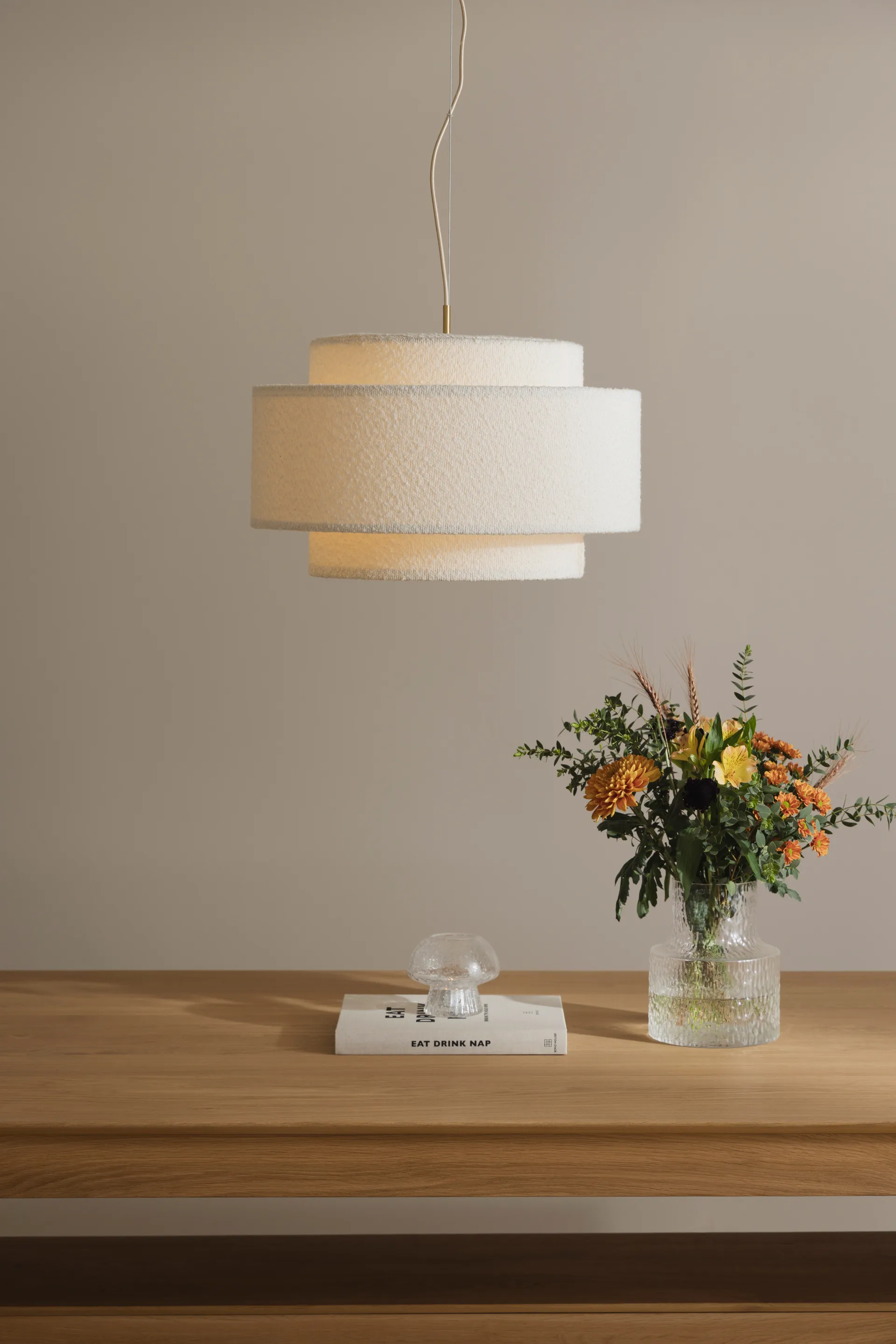 Suspension Noah Ø50 cm, Bouclé blanc Globen Lighting