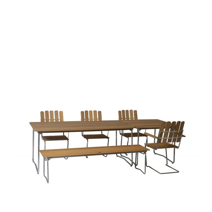 Banc 9 - Chêne laqué banc 170 cm- galvanisation à chaud - Grythyttan Stålmöbler