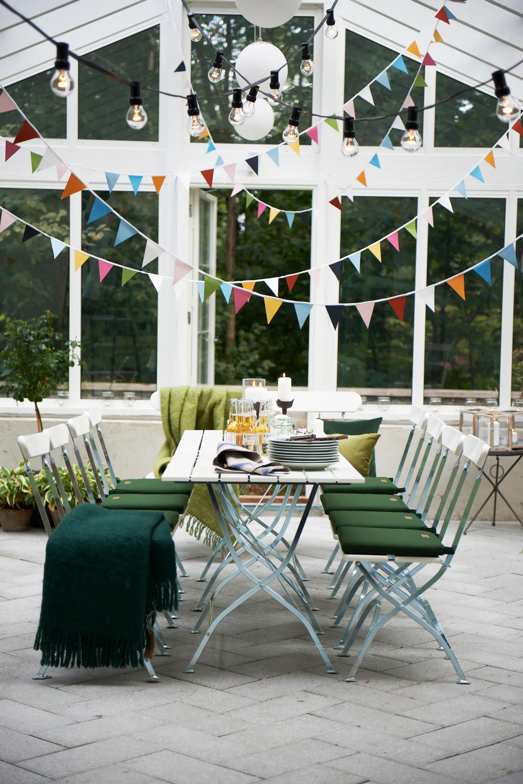 Chaise 1 / Brasserie / Coussin High Tech, Tissu vert Grythyttan Stålmöbler