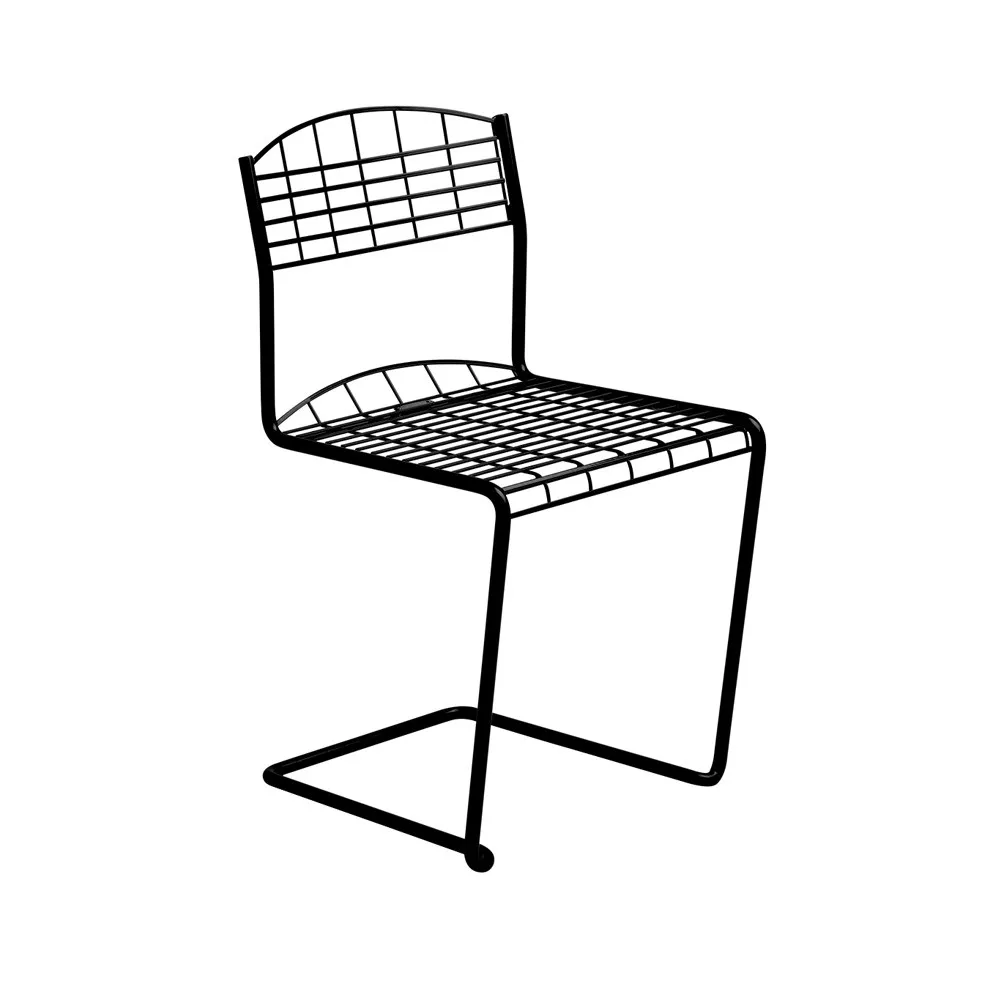 Chaise High Tech, Revêtement en poudre noir brillant Grythyttan Stålmöbler