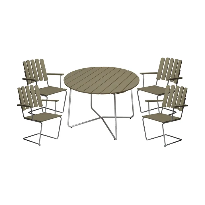 Ensemble de salle à manger Grythyttan 9A 100 + 4 chaises A2 vert clair - Grythyttan Stålmöbler