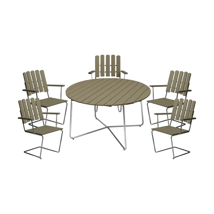 Ensemble de salle à manger Grythyttan 9A 120 + 5 chaises A2 vert clair - Grythyttan Stålmöbler