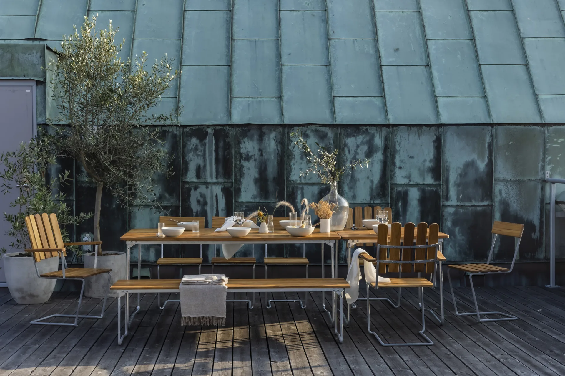 Ensemble de salle à manger Grythyttan B25A + 2 chaises 1 + Banc 8 chêne huilé,  Grythyttan Stålmöbler