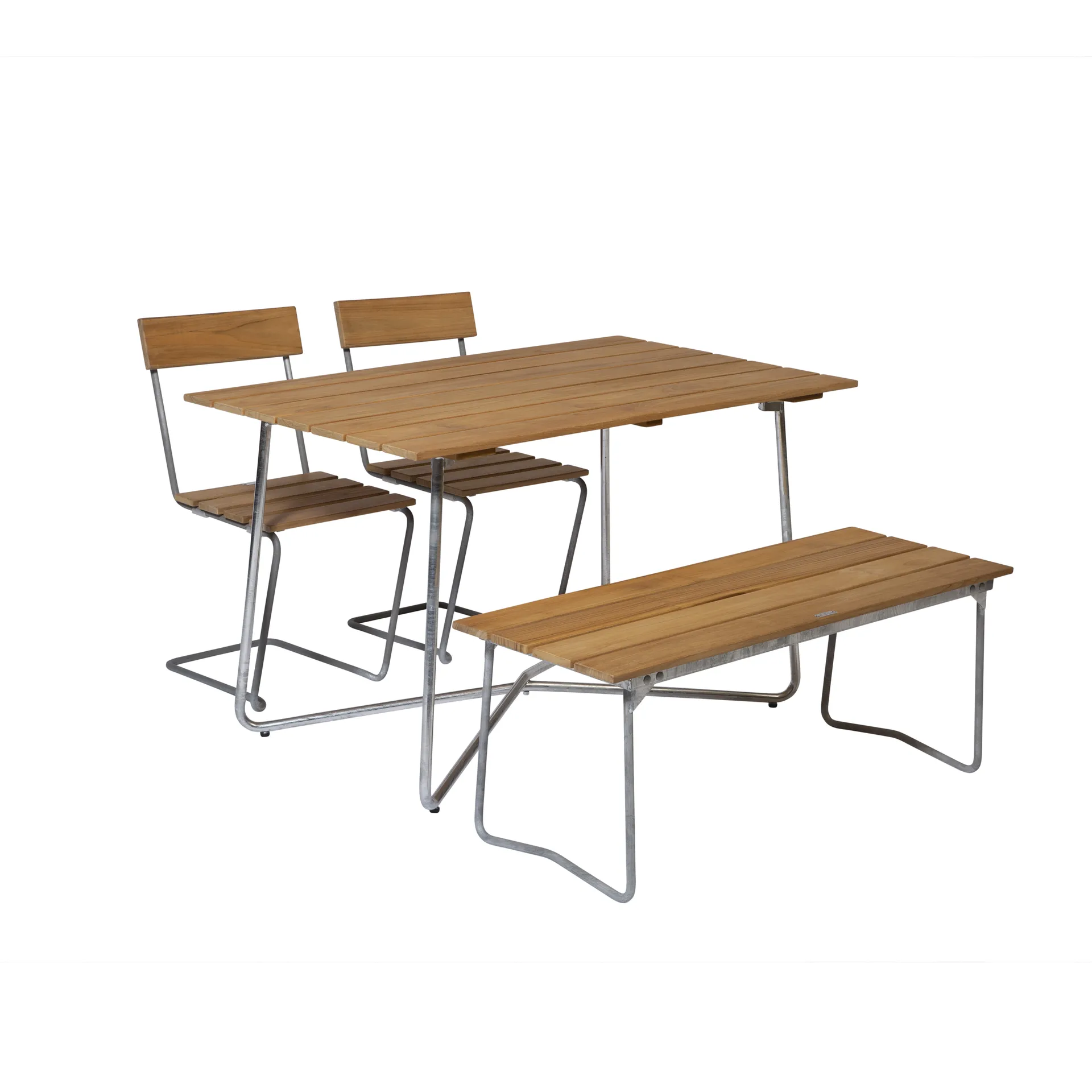 Ensemble de salle à manger Grythyttan B25A + 2 chaises 1 + Banc 8 teck,  Grythyttan Stålmöbler