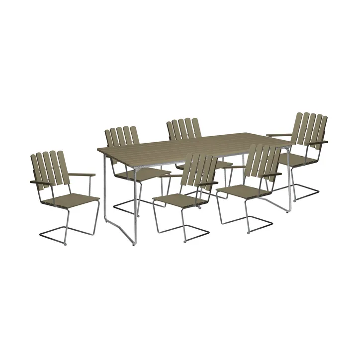 Ensemble de salle à manger Grythyttan B31 170 + 6 chaises A2 vert clair - Grythyttan Stålmöbler