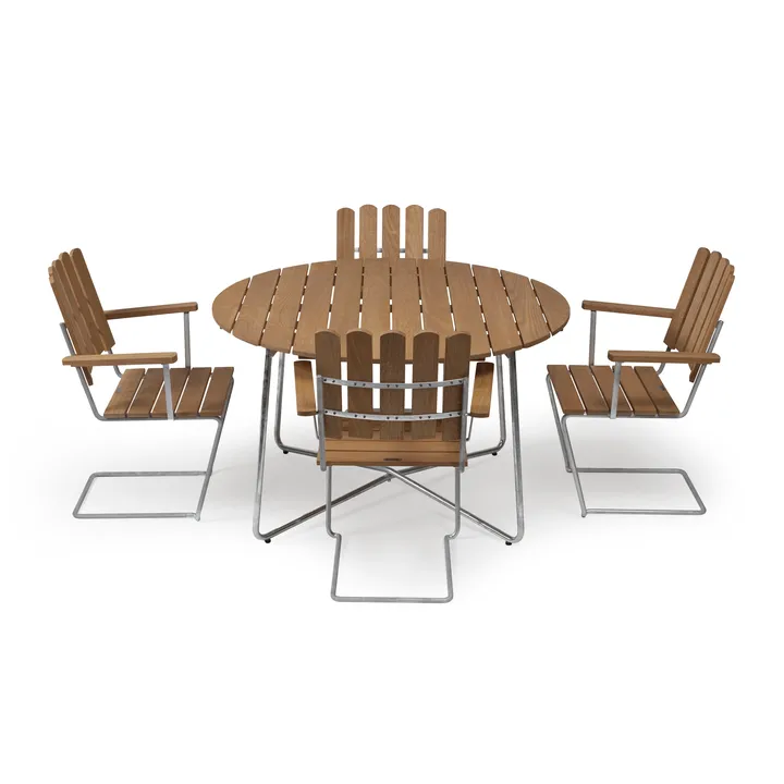 Ensemble Salle à Manger Grythyttan ø120 cm - teck - Grythyttan Stålmöbler